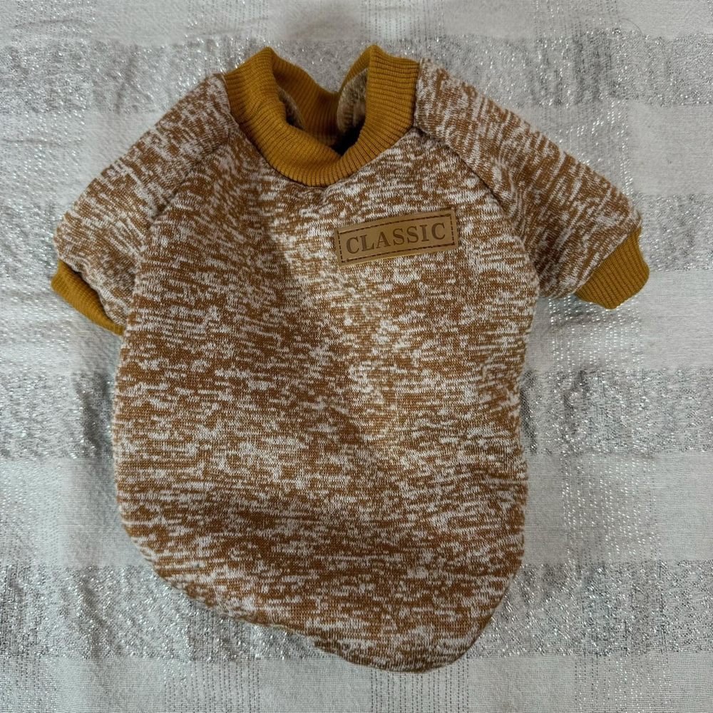 Pet Dog Classic Sweater Brown White Small